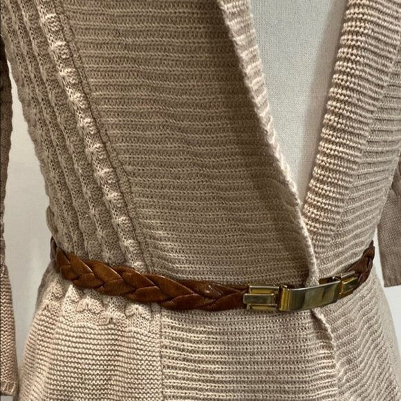 Gold and Brown Vintage Leather Belt Size small medium - Picture 3 of 13